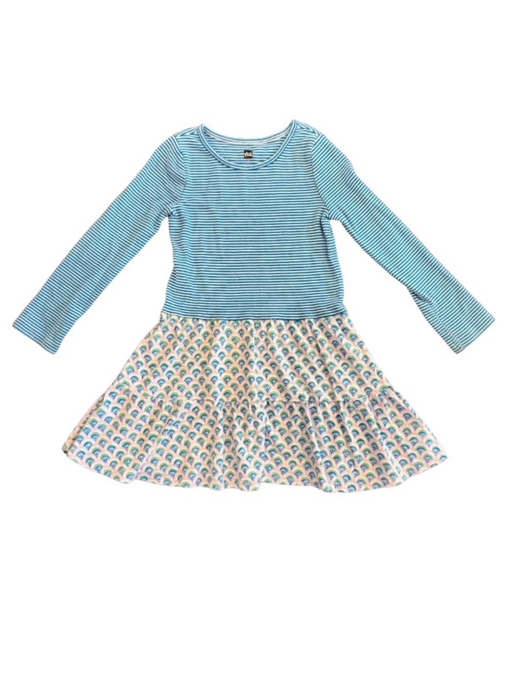 Tea Collection Girls Blue Stripe & Pink Pattern Twirl Dress Size 6 💙✨